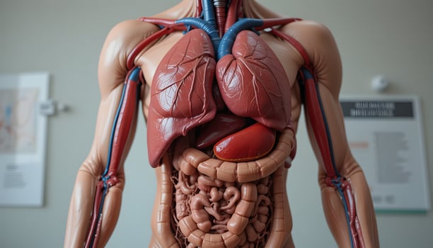 Human body organs model close up photo