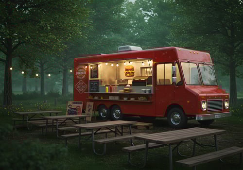 Food truck in park setting photo