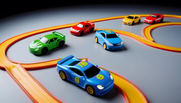 Toy cars racing on track photo