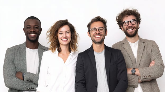 Four smiling business people standing together photo