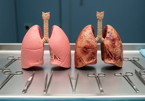 Healthy and damaged lungs model comparison photo