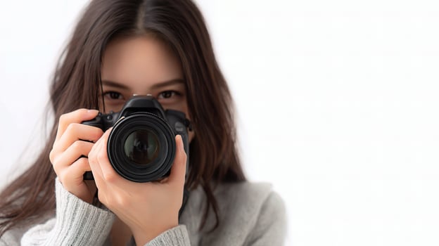 A woman taking a photo with a camera