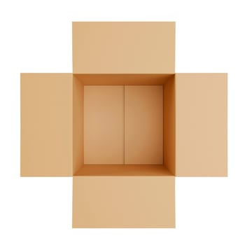 TOP view. Brown Cardboard paper box isolated on white background1 photo