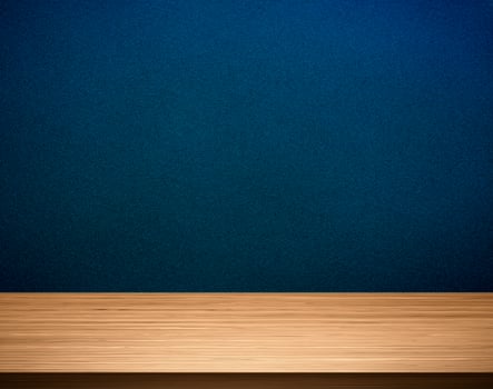 Empty brown wooden table top over blue gradient background1 photo