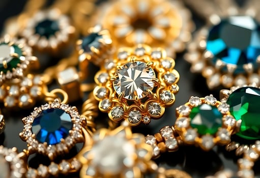 bunch of different colored jewels on a table photo