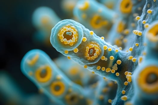 Macro View of Vibrant Coral Polyps Showcasing Marine Biodiversity photo