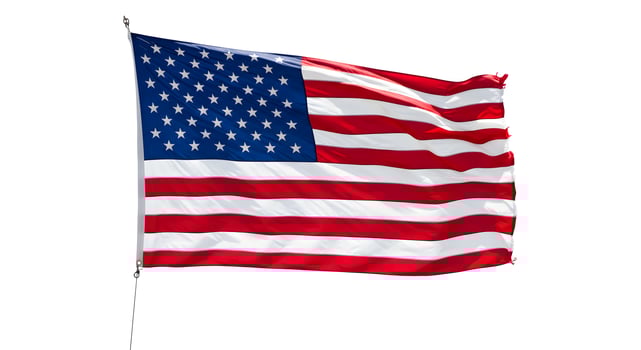 Waving Flag Stars and Stripes on White Background photo