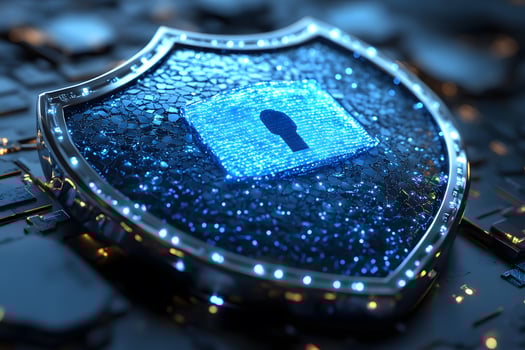 Digital Security Concept Illuminated Shield Representing Cyber Protection and Data Privacy photo