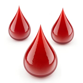 Three Blood Drops Cut Out on White Background photo