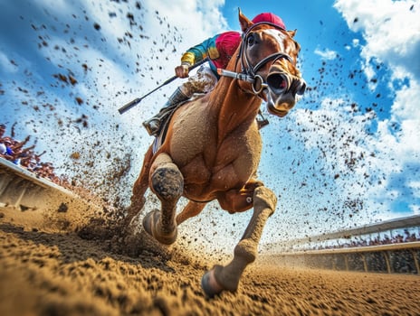 Horse racing action captured during an exciting competition photo