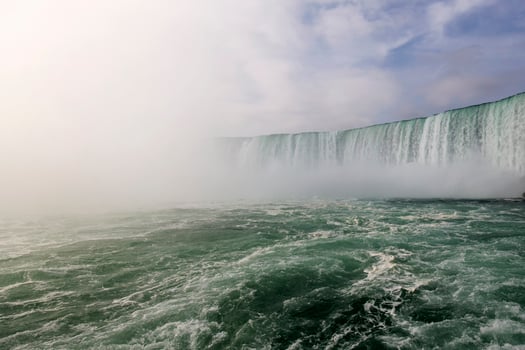 Niagara falls on the border of New York in the United States and Ontario in Canada photo