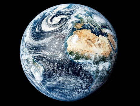 Captivating view of Earth showcasing continents and storms photo