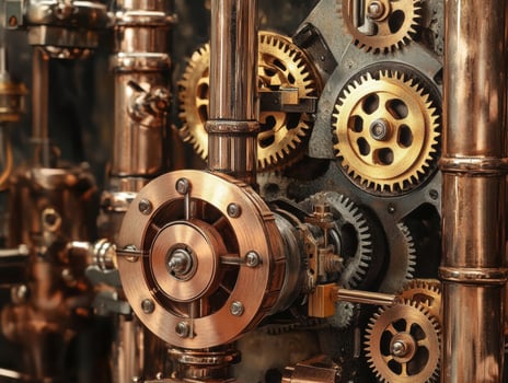 Gears and machinery in a vintage steam engine design photo