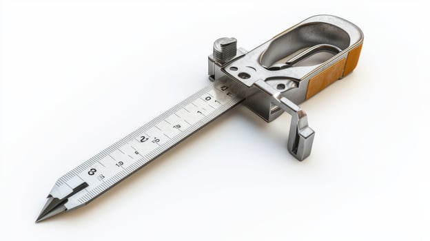 Precision metal measuring tool with scale. photo