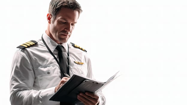 A man in uniform holding a clipboard photo