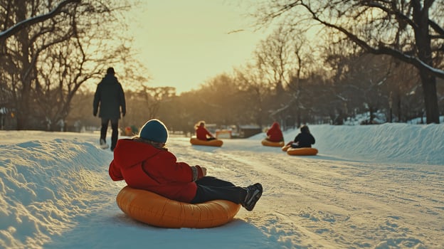 Sunset Snow Tubing Adventure in a Winter Wonderland photo