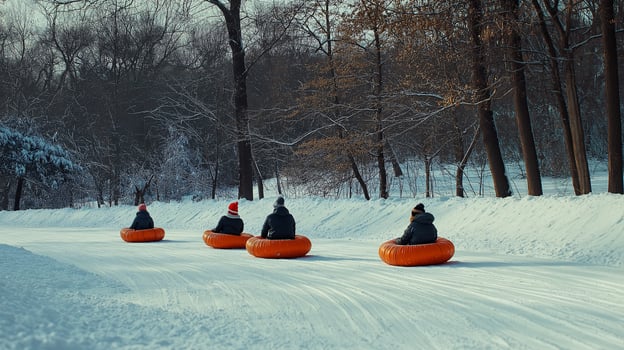 Winter Tubing Adventure Through a Snowy Forest photo