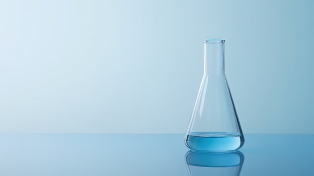 Experiment with blue liquid in laboratory setting photo