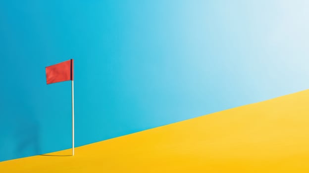 Bright colors combine with a flag on a sandy hill photo