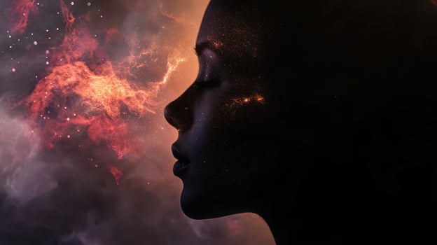 Starry silhouette of a woman photo