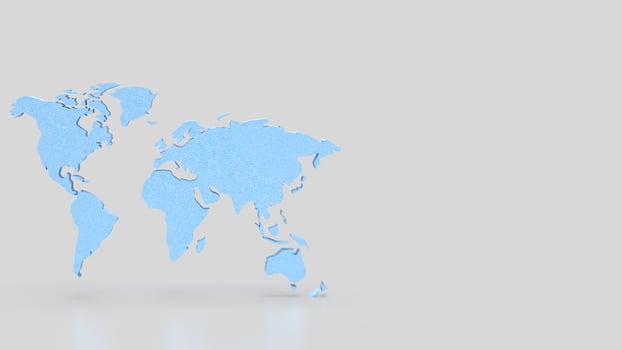 Blue world map for travel or Business concept 3d Rendering. photo