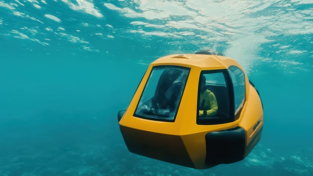 Underwater exploration in a yellow sub photo