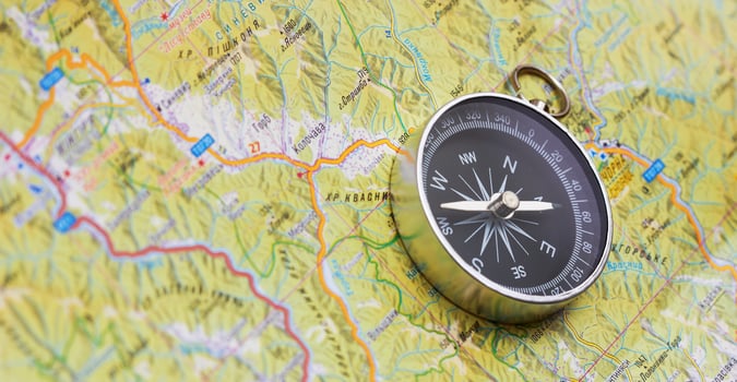 Compass on map photo