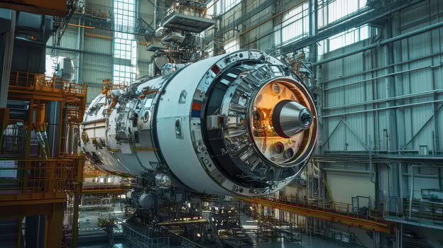 Rocket engine assembly at a manufacturing facility photo