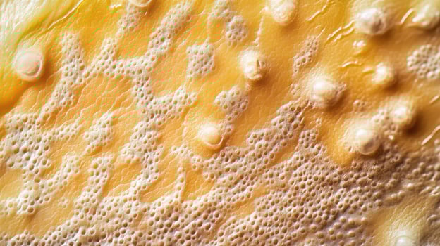 Close up view of bubbles on a creamy surface photo
