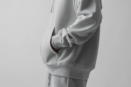 A man in a grey hoodie and sweatpants photo