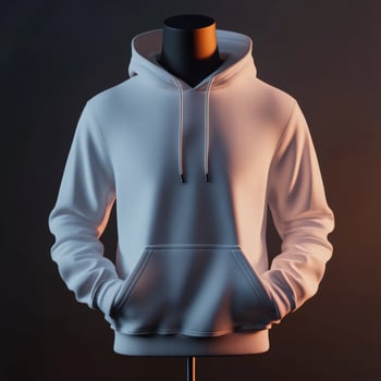 White hoodie mockup on black background 3d rendering photo