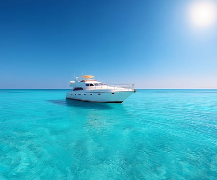 yacht in the middle of a clear ocean photo