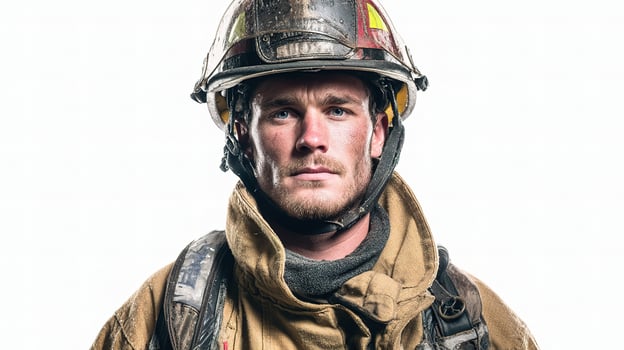A man in a fireman's uniform photo
