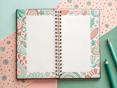 Creative Notebook with Vibrant Borders photo