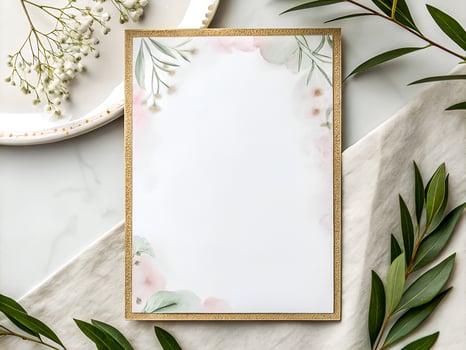 Elegant Blank Invitation with Floral Accents photo