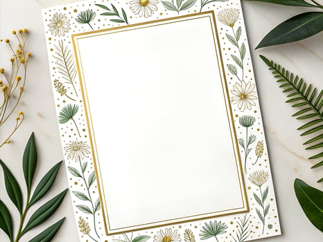 Elegant Botanical Frame on Marble photo