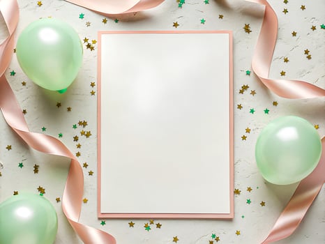 Elegant Celebration Background with Pastel Balloons and Ribbon photo