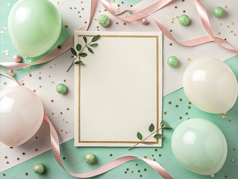 Elegant Celebration Invitation with Balloons and Glitter photo