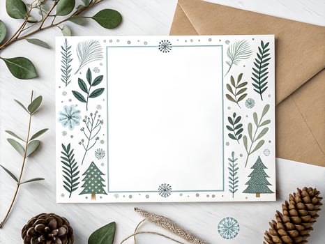 Elegant Winter. Themed Stationery with Natural Elements photo