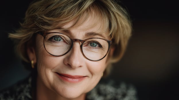 A woman with glasses and a short haircut photo