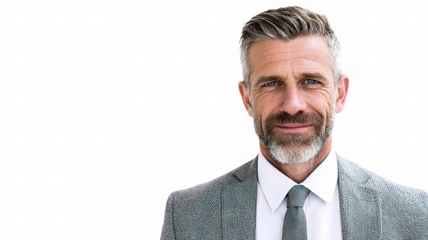A man with a beard and a gray suit photo