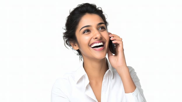 A woman talking on a cell phone photo