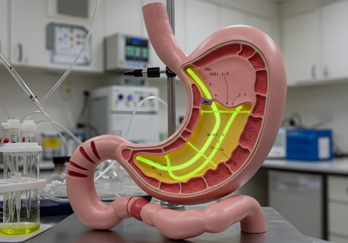 Human stomach anatomy model laboratory photo