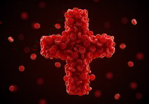 Red blood cells forming cross medical illustration photo
