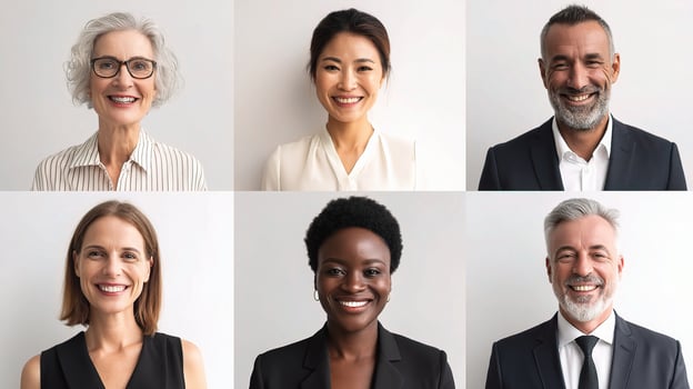 A collage of different people wearing business attire photo