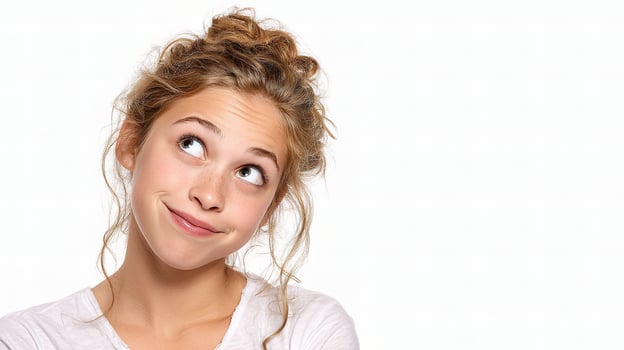 A young woman with her head tilted up photo