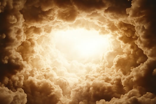 The light of the sun shining through the clouds photo