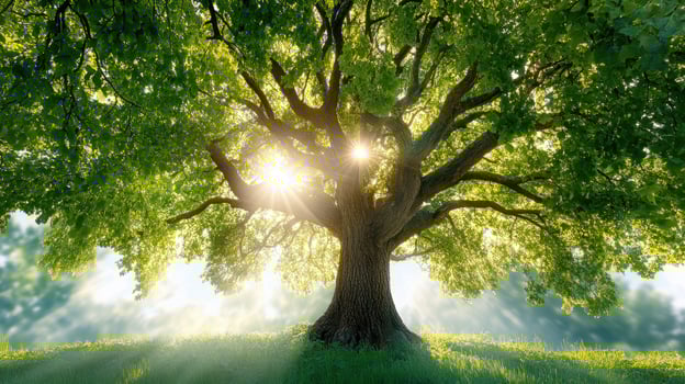 A tree with sunlight shining through it photo