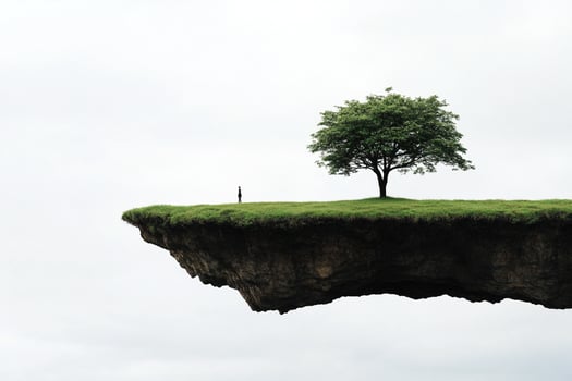 A tree is standing on top of a cliff photo