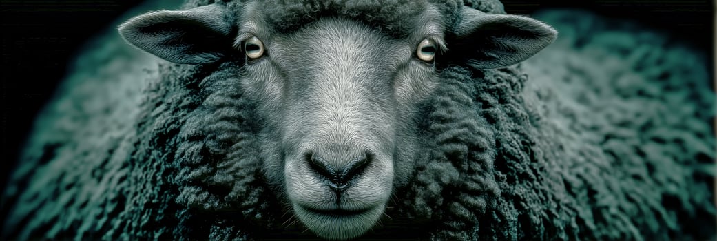 Close-up View of a Woolly Sheep in a Farm Setting During a Cloudy Day photo
